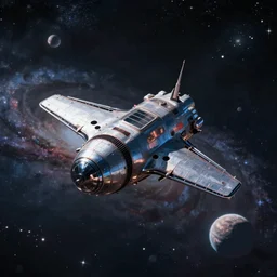 Small spaceship, galaxy background, small planet, cinematic shot, masterpiece, 4k, digital art, trending on artstation