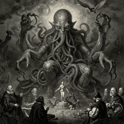 distressed kodachrome photo of cthulhu in the style of heironymus bosch, jan saudek, joel peter witkin, pieter bruegel the elder, gustave dore