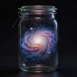 A galaxy in a jar, dark background, photorealistic, 8k,