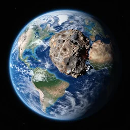orbital view of asteroid 9 9 9 4 2 apophis striking the earth