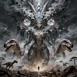 gorgeous lilith the mother of all monsters, destroyer!! of worlds, diamond! eyes, raining ash & smoke, fine art masterpiece, highly detailed dino valls wayne barlowe machiej kuciara, dramatic lighting, long shot, wide angle, uhd 8 k, sharp focus