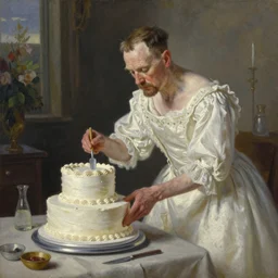 Walter white baking cake in a wedding dress oil on canvas