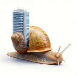 a snail with a skyscraper instead of a shell