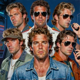 a mixed media painting of crockett and tubbs in eighties miami vice, ultra realistic, highly detailed faces, true life, 8 k, masterpiece, cinematic, by frank frazetta, greg rutkowski, yoko taro, christian macnevin, beeple, wlop, krenz cushart, epic character art, dramatic lighting