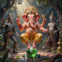 ganesh tripping on acid, basil wolverton, hr giger, disney, Picasso, octane render