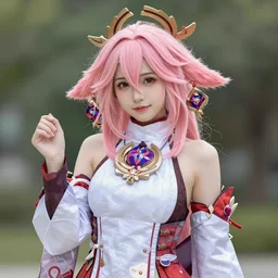 realistic beautiful gorgeous natural cute real cosplay Yae Miko from Genshin Impact art drawn full HD 4K highest quality in artstyle by professional artists WLOP, Taejune Kim, yan gisuka, JeonSeok Lee, artgerm, Ross draws, Zeronis, Chengwei Pan on Artstation