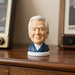 george carlin bobble head figurine on a nice expensive desk
