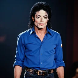 Michael Jackson 1982 thriller but blue shirt music video