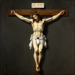 highly detailed painting of jezus christ crucified as the vitruvian man by leonardo da vinci