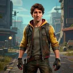 justin trudeau as a borderlands psycho cel-shaded and unreal engine