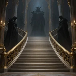 grand stairway leading to the shadow figures of darkness, deep focus, fantasy, intricate, elegant, highly detailed, digital painting, artstation, concept art, matte, sharp focus, illustration, hearthstone, art by artgerm and greg rutkowski