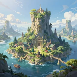 gorgeous fantasy island, ethereal, magical, artstation,