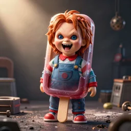 screaming chucky doll ice cream popsicle octane render