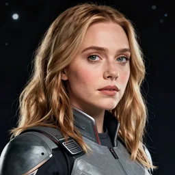 Elizabeth Olsen as a space sci-fi soldier, closeup character art by Donato Giancola, Craig Mullins, digital art, trending on artstation