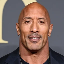 Dwayne the rock Johnson with a really big forehead with abbs