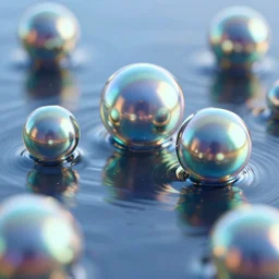 metallic rainbow spheres in water, hyperdetailed, artstation, cgsociety, 8 k