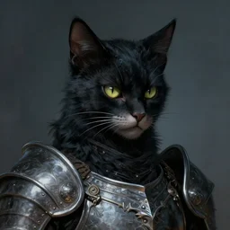 head and shoulders portrait of an eldritch knight, tabaxi, black cat, anthropomorphic, male, breastplate, magical, high fantasy, d & d, by donato giancola, face details, extremely detailed, digital illustration