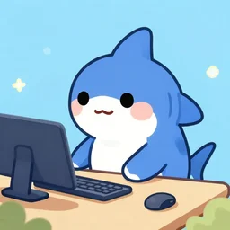 a very cute shark using a computer, wholesome, digital art, smooth