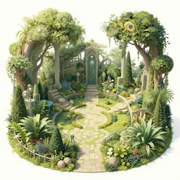 garden of time and space, concept art, trending on artstation, wlop, ross draws, digital painting, mixed media, intricate details, volumetric lighting