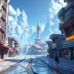 hd photorealistic concept art, there was a street leading to the town, made of glassy spun diamond ; and a ridge running down the middle had guide - wires and thought - ports, lines and beads of smooth ceramic, glinting in the surface. vibrant, hyperdetailed concept art, by caravaggio, inspired by masamune shirow and ross tran and james gurney, artstation, octane render hdr, rtx