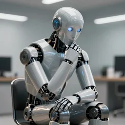 a high quality photo of an I Robot sitting and thinking, the thinker, by mario feng, ray tracing, master shot, octane render, 8k, ultra hd, perfect light