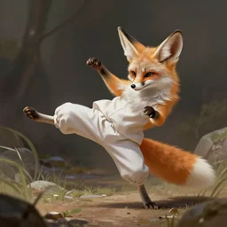 fennec fox animal, doing karate moves, fantasy, digital painting, artstation, concept art, smooth, sharp focus, illustration, art by tian zi and WLOP