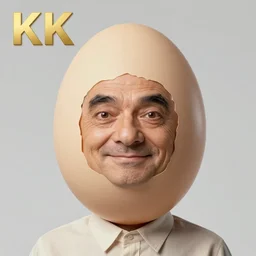 a human with an egg for a head, face of mr bean, photography, award winning, 8 k