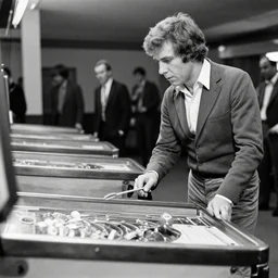 roger sharpe playing pinball, 1 9 7 0 s, file photo, provided, ap photo, monochrome