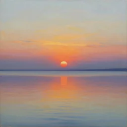a beautiful painting of a calm and serene sea landscape at sunset by edward hopper and hiroshi nagai, trending on artstation,