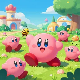 detailed digital painting by beeple of a scene from kirby star allies