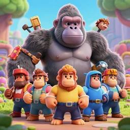 🦍, clash royal style characters, unreal engine 5, octane render, detailed, cinematografic, cinema 4 d