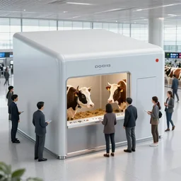 people mixed with dairy cow gene at the airport technoir