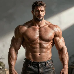 extra muscular gigachad with big package