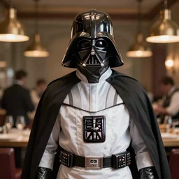 A still of Darth Vader dressed as a chef. Extremely detailed. Beautiful. 4K. Award winning.