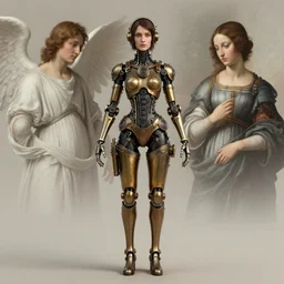 symmetry!! portrait of steampunk female android, by sandra chevrier, fra angelico and sandro botticelli, cg society