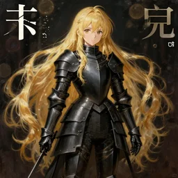 baroque oil painting japanese light novel cover illustration lotr anime key visual full body portrait | young girl black military crusader armoured maid | long flowing blonde hair perfect face | gapmoe kuudere moody lighting stunning bokeh highlights sharp contrast | trending pixiv fanbox | painted by greg rutkowski makoto shinkai takashi takeuchi studio ghibli