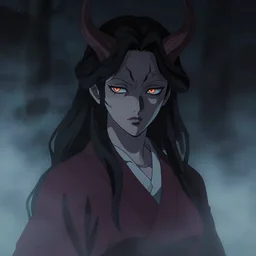portrait of takaonna demon, misty night, beautiful! coherent! by brom! deep colors, strong lines, high contrast