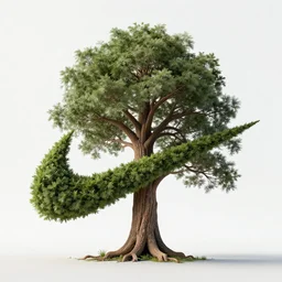 tree in the form of nike logo swoosh, photo realistic, hyper detailed