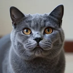 a hungry blue cat