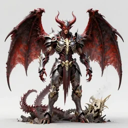 am a naranbaatar ganbold, jean giraud, artgerm, devil in armor made of iron and dragon bones, with hellish devil wings, height detailed body elements