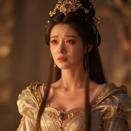 portarit of princess crying, tears down face, intricate silk clothing, fantasy, headpiece, digital illustration, hyperealisism, octane renderer, artstation trending, warm cinematic lighting, reflections, particles, style of dropdeadcoheed, tom bagshaw, wlop, jeremy lipkin, artgerm, astor alexander, yasar vurdem
