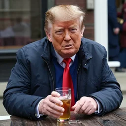 donald trump as a homeless man, bum, drunkard, close up