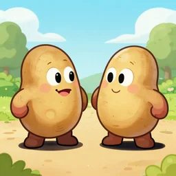 jousting anthropomorphic potatoes