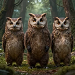 three quarter portrait of an owlbear in the forest, d & d, fantasy, greg rutkowski