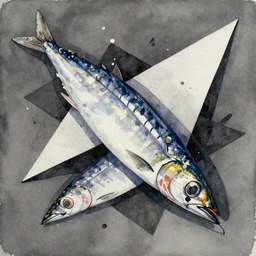 watercolor picture of an anchovy by yusei nagashima, asymmetrical, dark vibes, realistic painting, organic painting, matte painting, geometric shapes, hard edges, graffiti, street art : 2 by yusei nagashima : 4