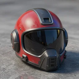 close up picture of titanfall 2 pilot helmet on a concrete surface, red and blue reflections, concept art, soft lighting, high detail, professional photography, 8K render, central focus