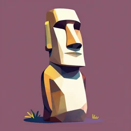 abstract moai statue geometric cutout digital illustration cartoon colorful beeple