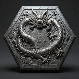 a hexagon chinese dragon concept art matte painting cyberpunk design detail atomic