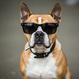 badass dog with sunglasses and a blunt