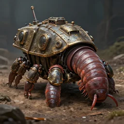 Heavily armoured earth worm. Digital art, concept art, highly detailed, 4k